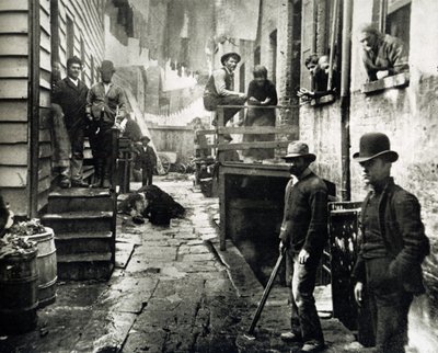 リトルイタリー、マルベリーストリート、ニューヨーク、アメリカ合衆国、c.1890のビュー 作： Jacob August Riis