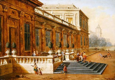 古典的な宮殿の階段での放蕩息子の帰還」（油彩・キャンバス） 作： Jacob Balthasar Peeters