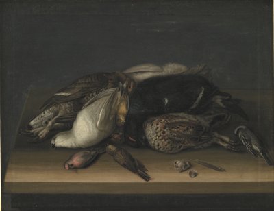 木製のテーブルの上の野鳥 作： Jacob Biltius