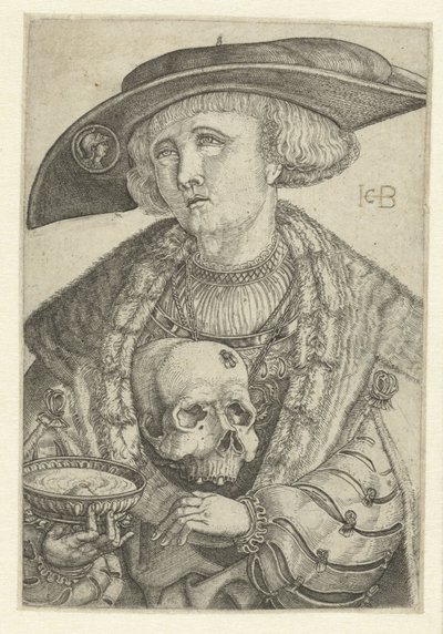 頭蓋骨と甲羅のある自画像 作： Jacob Binck
