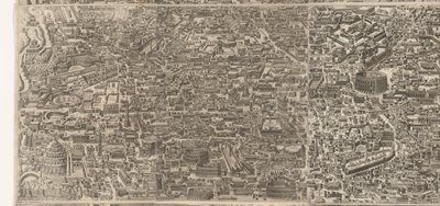 Plattegrond van Rome ten tijde van keizer Augustus (middleste blad) 古代遺跡から形成された古代都市の非常に正確な写真 廃墟となった建物の痕跡から見た古代ローマの彫像 作： Jacob Bos