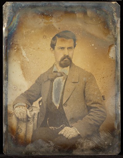[ヴァン・ダイクの髭を生やした座る男の肖像]。 作： Jacob Byerly
