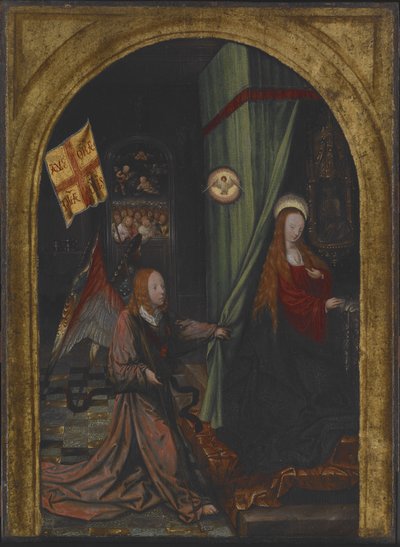 受胎告知、1508年頃（木に油彩） 作： Jacob Cornelisz van Oostsanen