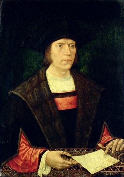 手紙を持った男の肖像、1515-20 作： Jacob Cornelisz van Oostsanen