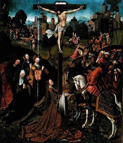 十字架」（パネルにテンペラ） 作： Jacob Cornelisz van Oostsanen