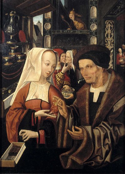 眼鏡販売 作： Jacob Cornelisz van Oostsanen