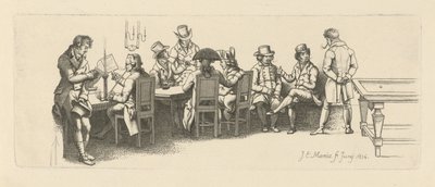 ビリヤードルームのある喫茶店の男性、1814年 作： Jacob Ernst Marcus