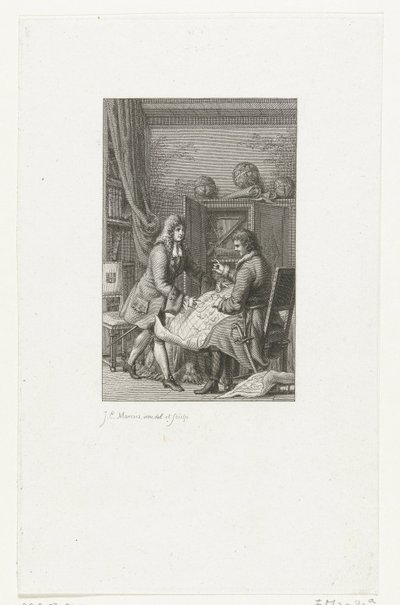 ピョートル大帝とニコラス ウィッセン市長が地図を読む、1814 年 作： Jacob Ernst Marcus