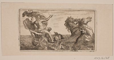 ネプチューン。 ジェイコブ・フォジーのイラスト、「1741年から1743年までのコート、研磨、下地、針、エッチング水、黒、ワイプ、ロードおよび印刷のレザークルード[...]またはサンプル」 作： Jacob Fosie