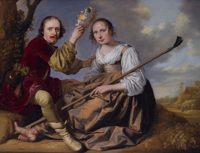 牧歌的な風景の中のカップル（キャンバスに油彩） 作： Jacob Gerritsz Cuyp