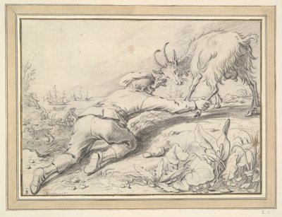 ヤギを捕まえる少年 作： Jacob Gerritsz Cuyp