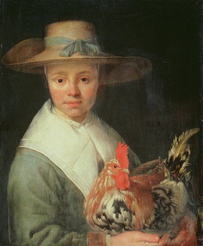 オンドリを持つ少女 作： Jacob Gerritsz Cuyp