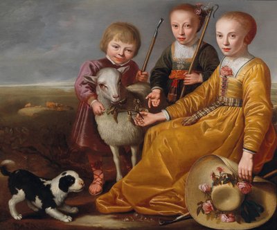 山羊と犬を連れた 3 人の子供、1639 年。 作： Jacob Gerritsz Cuyp