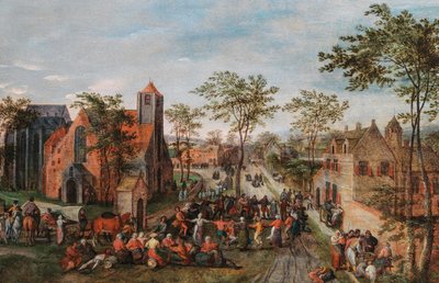 村の見本市、1580 年代。 作： Jacob Grimmer