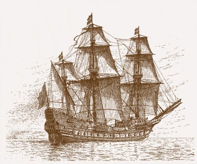 スウェーデンの旗艦マルスマカロス、ゴットランド-オーランドの戦いの前、1564年5月30〜31日、1908年頃 作： Jacob Hagg