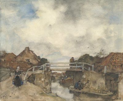 オランダ運河、ライスウェイク、19 世紀後半。 作： Jacob Henricus Maris