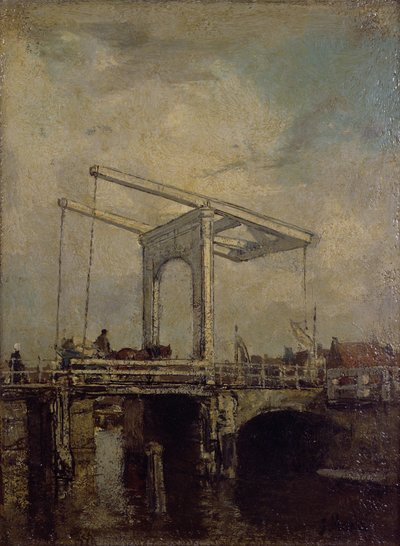 オランダの町の跳ね橋、1875 作： Jacob Henricus or Hendricus Maris
