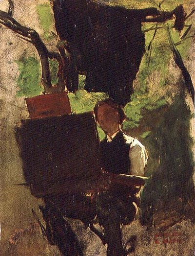 作業中のアーティスト（油彩・紙） 作： Jacob Henricus or Hendricus Maris