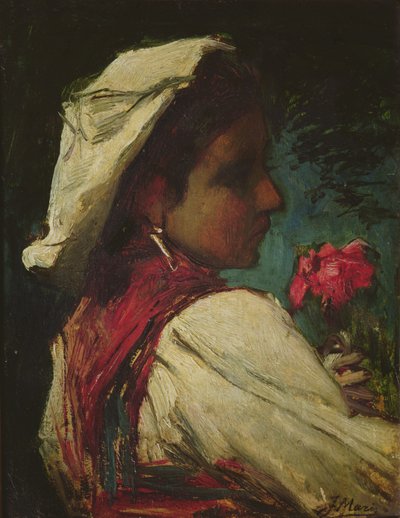 イタリアの少女、1866年頃 作： Jacob Henricus or Hendricus Maris