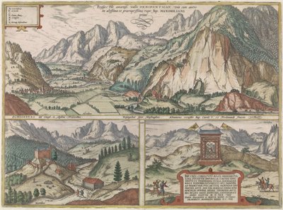 アルプスを背景にした、オーストリアのイン渓谷とその周辺の 3 つのビュー 作： Jacob Hoefnagel (possibly)