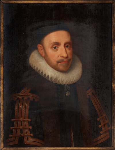 スウェーデンのギュスターヴ 2 世アドルフ (1594-1632) - ヤコブ ヘフナゲル (1575-1630 年頃) による絵画、木に油彩 (65x48 cm) 作： Jacob Hoefnagel