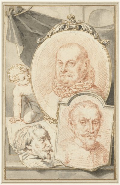 Roelant Savery、Frans Snijders、Theodoor Rombouts の肖像 作： Jacob Houbraken