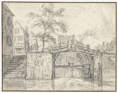 アムステルダムの Martelaarsgracht にある Oude Haarlemmersluis (旧ハールレム ロック) 作： Jacob van Ruisdael