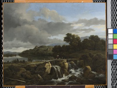 カスケードのある風景（キャンバスに油彩） 作： Jacob van Ruisdael