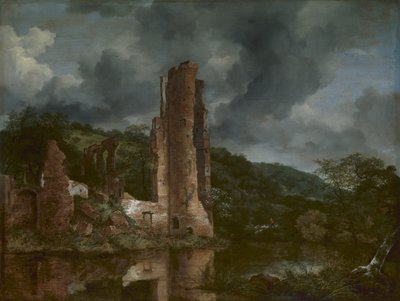 エグモンド城の廃墟のある風景、1650〜55年 作： Jacob van Ruisdael