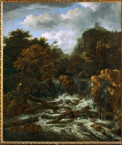 滝のあるノルウェーの風景（キャンバスに描画） 作： Jacob Isaaksz. or Isaacksz. van Ruisdael