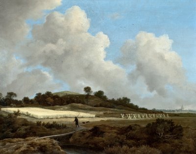 1670年頃の遠い町の穀物畑の眺め 作： Jacob van Ruisdael