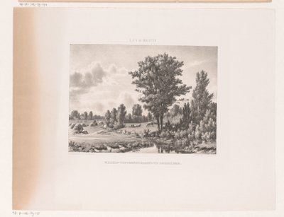 牛と休んでいる羊飼いのいる風景 作： Jacob Jan van der Maaten