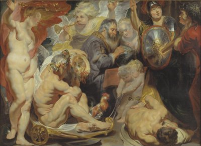 科学の寓話。 ミネルバとクロノスは嫉妬と無知から科学を守る 作： Jacob Jordaens