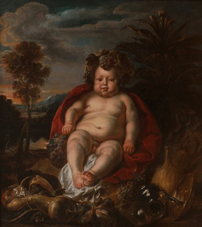 子供時代のバッカス - ヨルダンス、ヤコブ（1593-1678） - 1640年頃 - 油彩・キャンバス - 121x106 - ウィラノフ宮殿美術館 作： Jacob Jordaens
