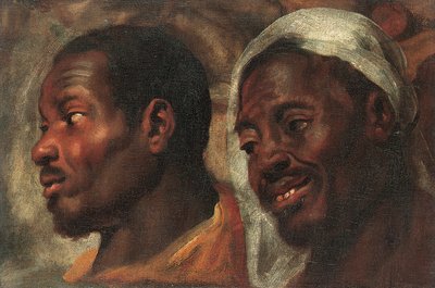 二人のアフリカ人男性の頭部習作（キャンバスに油彩） 作： Jacob Jordaens