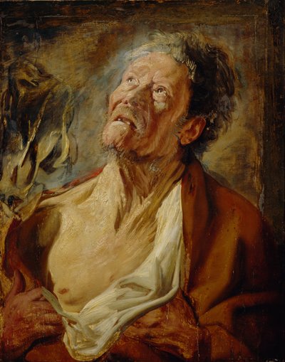 ジョブ、1620年頃（オーク材のパネルに油彩） 作： Jacob Jordaens