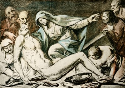 キリストの嘆き（水彩、赤チョーク） 作： Jacob Jordaens