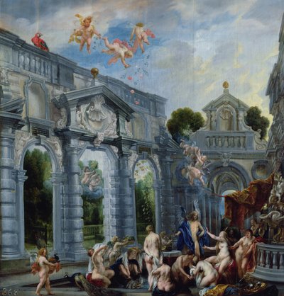 愛の泉のニンフ、1630年頃（パネルに裏打ちされたキャンバスに油彩） 作： Jacob Jordaens