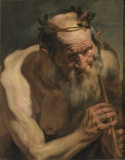 フルートを握る古いサテュロス、1620年頃 作： Jacob Jordaens