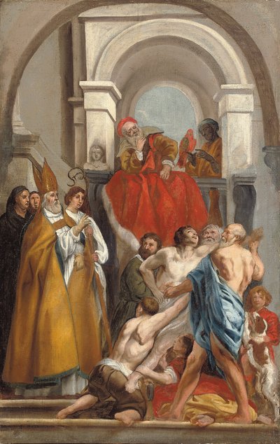 取り憑かれた男を癒す聖マーティン 作： Jacob Jordaens