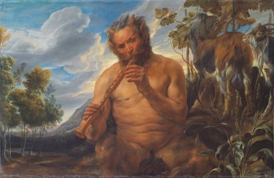 パイプジュピターの子供時代を演じるサテュロス、1639年頃 作： Jacob Jordaens