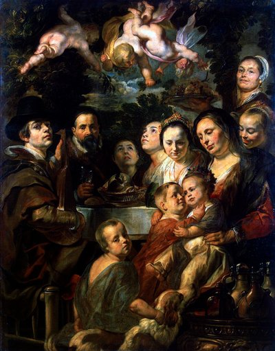 両親、兄弟、姉妹との自画像、c1615。 作： Jacob Jordaens
