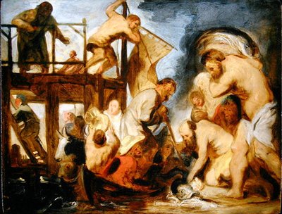 魚の口から貢ぎ物を見つける聖ペテロのスケッチ（油彩・パネル） 作： Jacob Jordaens