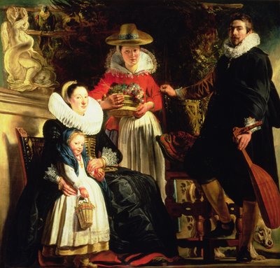 庭の芸術家と彼の家族、c.1620-22（キャンバスに油彩） 作： Jacob Jordaens