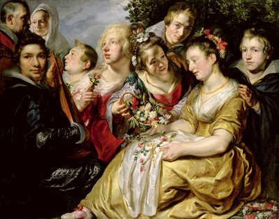 義父の家族を持つ芸術家、アダムヴァンノールト、1616年 作： Jacob Jordaens