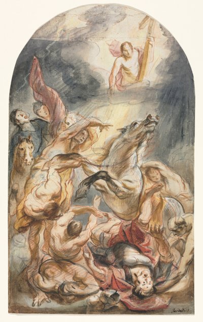 キリストと十字架によるサウルの回心、c。 1645-1647。 作： Jacob Jordaens
