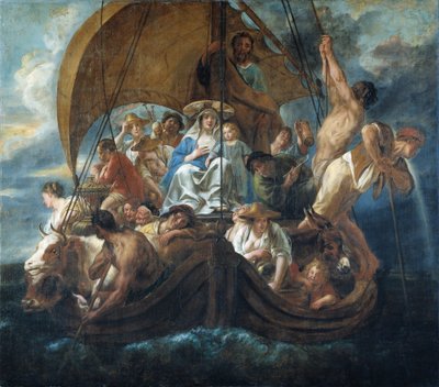 聖家族とボートに乗った様々な人々や動物たち 作： Jacob Jordaens