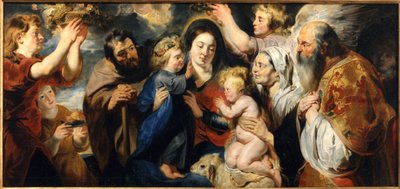 若いバプテスマのヨハネと天使のいる聖家族、c。 1616-1617。 作： Jacob Jordaens