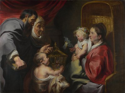 聖人ザカリアス、エリザベス、洗礼者ヨハネとの聖母子c。 1620 作： Jacob Jordaens
