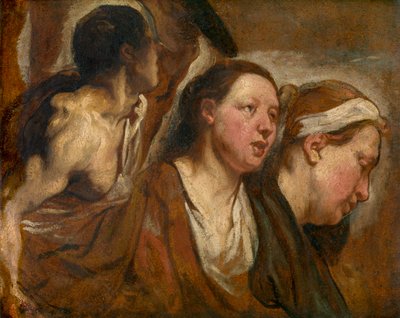 2つの女性の頭部と戦士の胴体 作： Jacob Jordaens